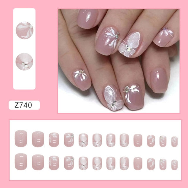 24pcs/Box Gradient Nail Art Patches False Nails