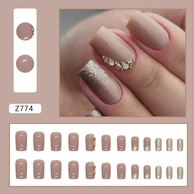 24pcs/Box Gradient Nail Art Patches False Nails