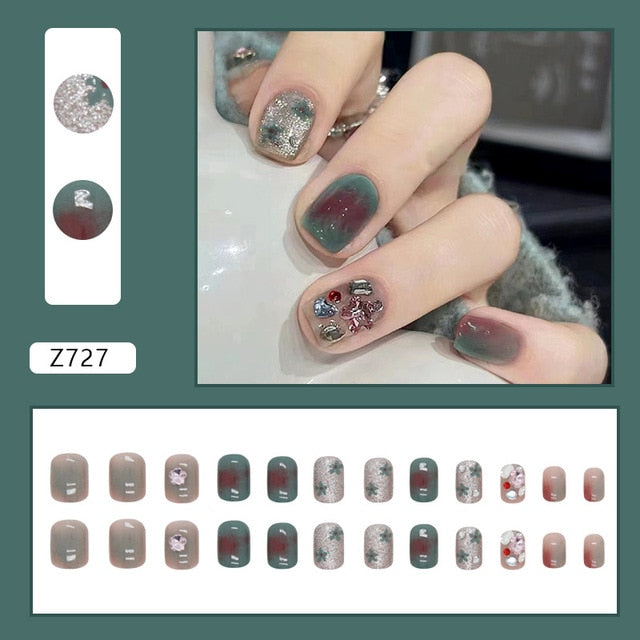 24pcs/Box Gradient Nail Art Patches False Nails