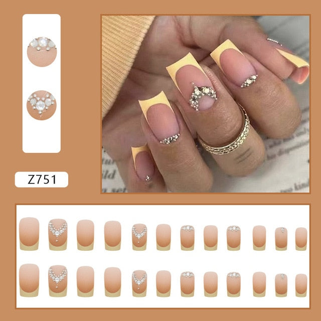 24pcs/Box Gradient Nail Art Patches False Nails