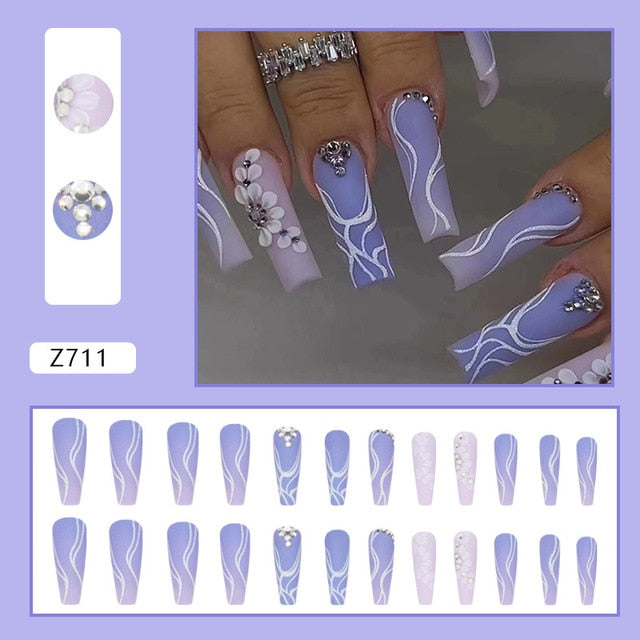 24pcs/Box Gradient Nail Art Patches False Nails
