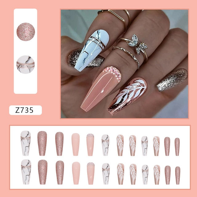 24pcs/Box Gradient Nail Art Patches False Nails