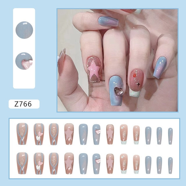 24pcs/Box Gradient Nail Art Patches False Nails