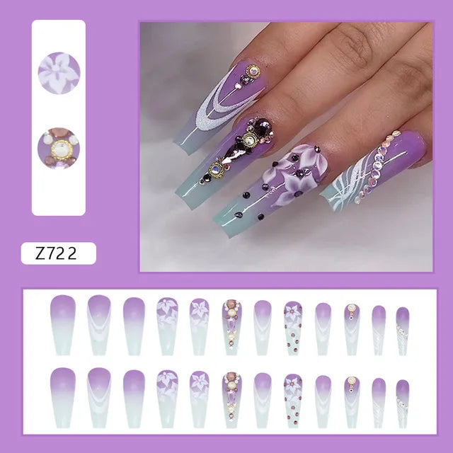 24pcs/Box Gradient Nail Art Patches False Nails