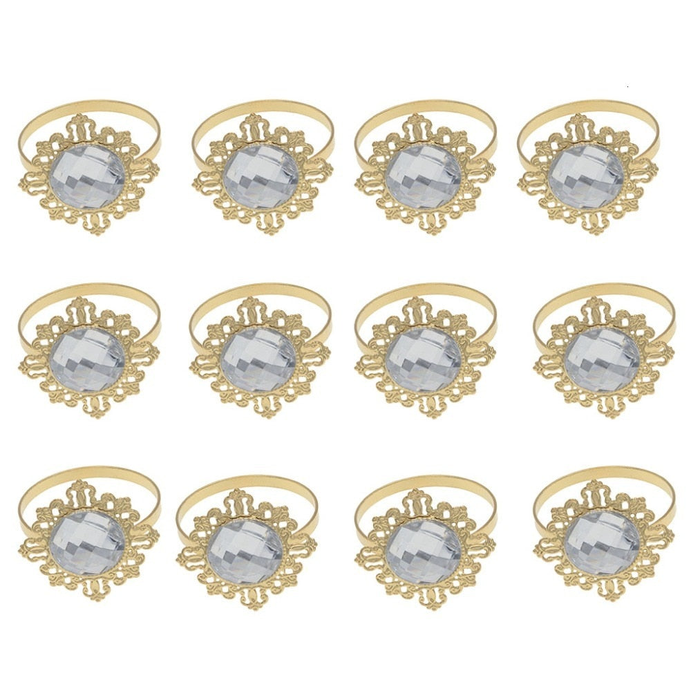 24pcs Gold Napkin Rings For Weddings