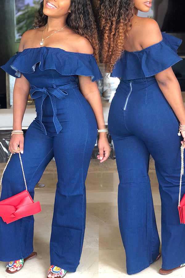 Thick Frayed Denim Jumpsuits Rompers