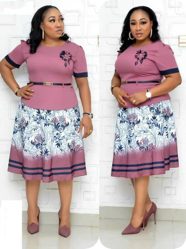 Plus Size Dress O Neck Flower Print Midi Dress