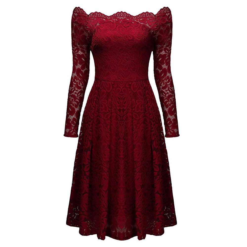 Sexy Vintage Floral Knee-Length Lace Dress