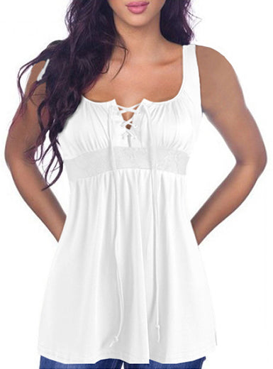 Sleeveless Empire Tunic with Front Laces