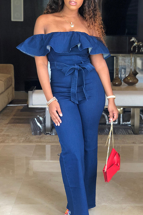 Thick Frayed Denim Jumpsuits Rompers