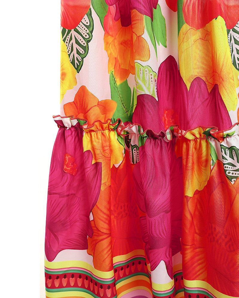 Floral Print Off Shoulder Lantern Sleeve Top &amp; Skirt Set