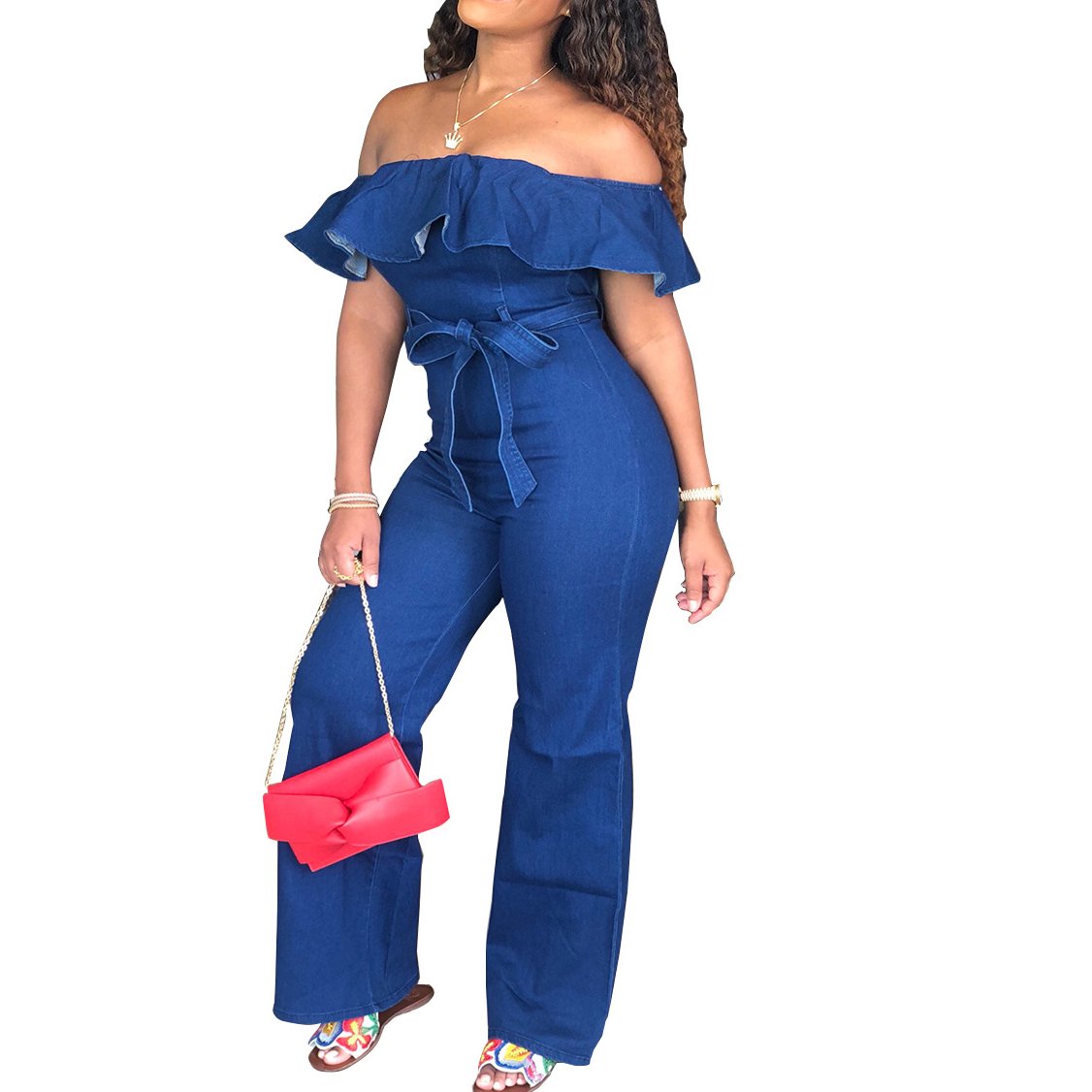 Thick Frayed Denim Jumpsuits Rompers