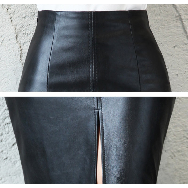 Black PU Leather Skirt