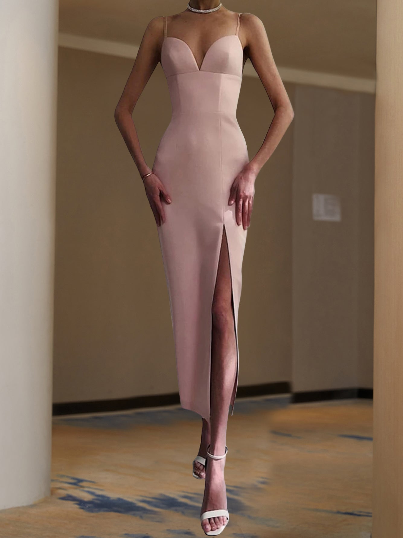 Sexy V Neck Spaghetti Strap Bodycon Bandage Dress
