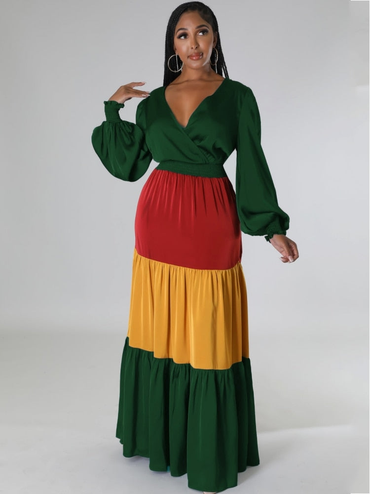 Dashiki Splicing Maxi Dress