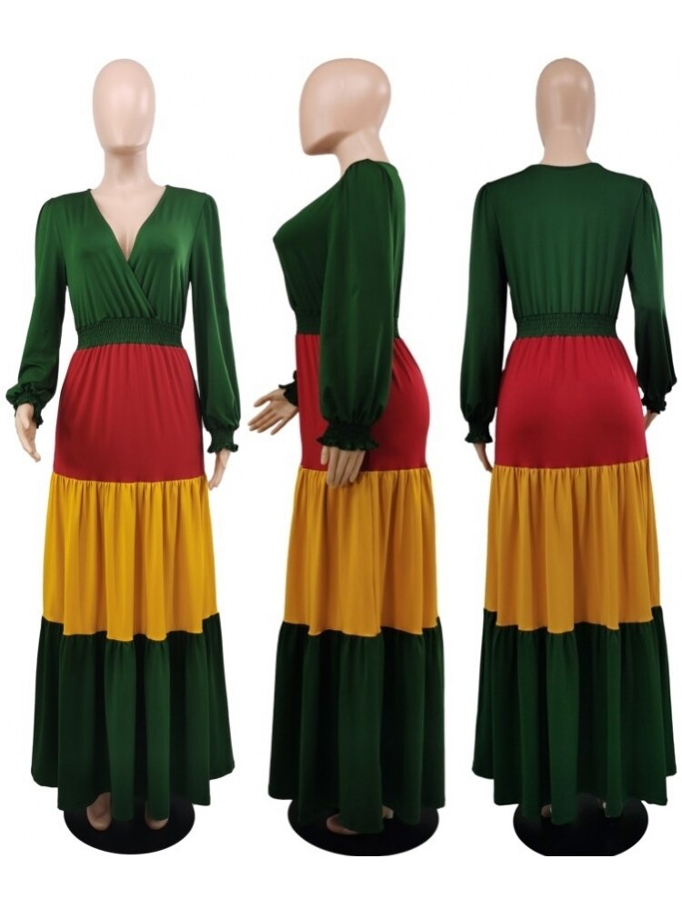 Dashiki Splicing Maxi Dress
