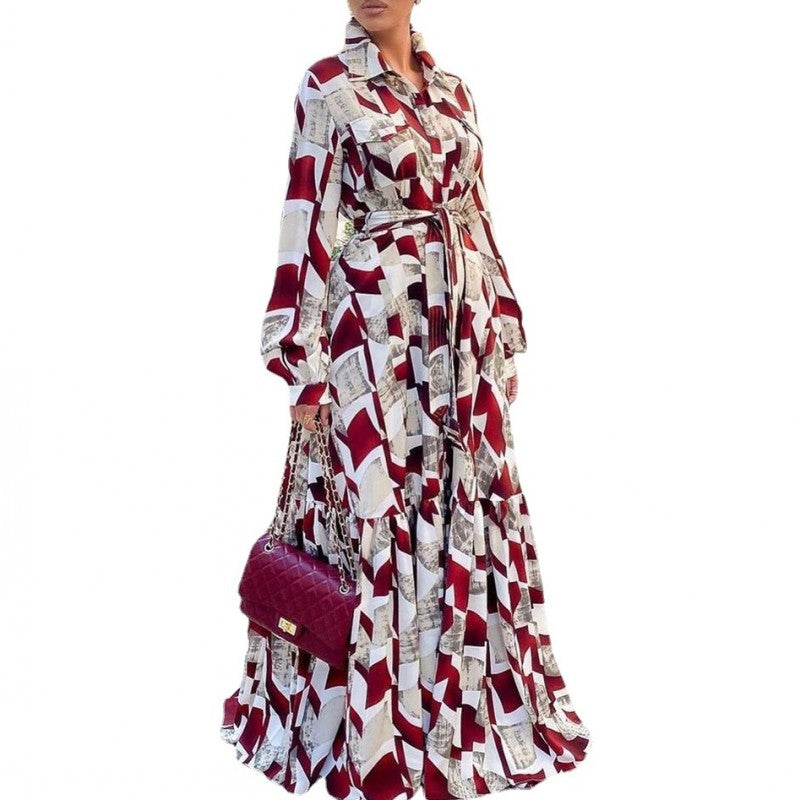 High Waist Full Sleeve African Maxi Dress