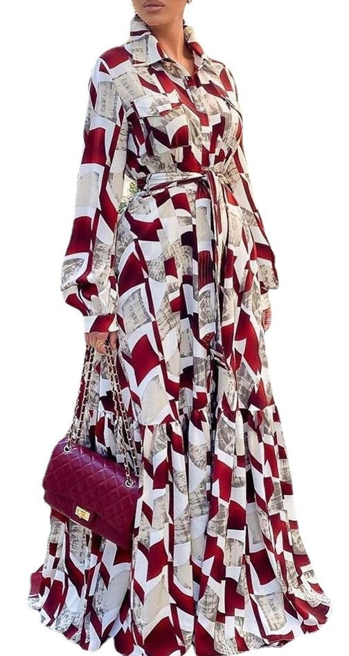 High Waist Full Sleeve African Maxi Dress