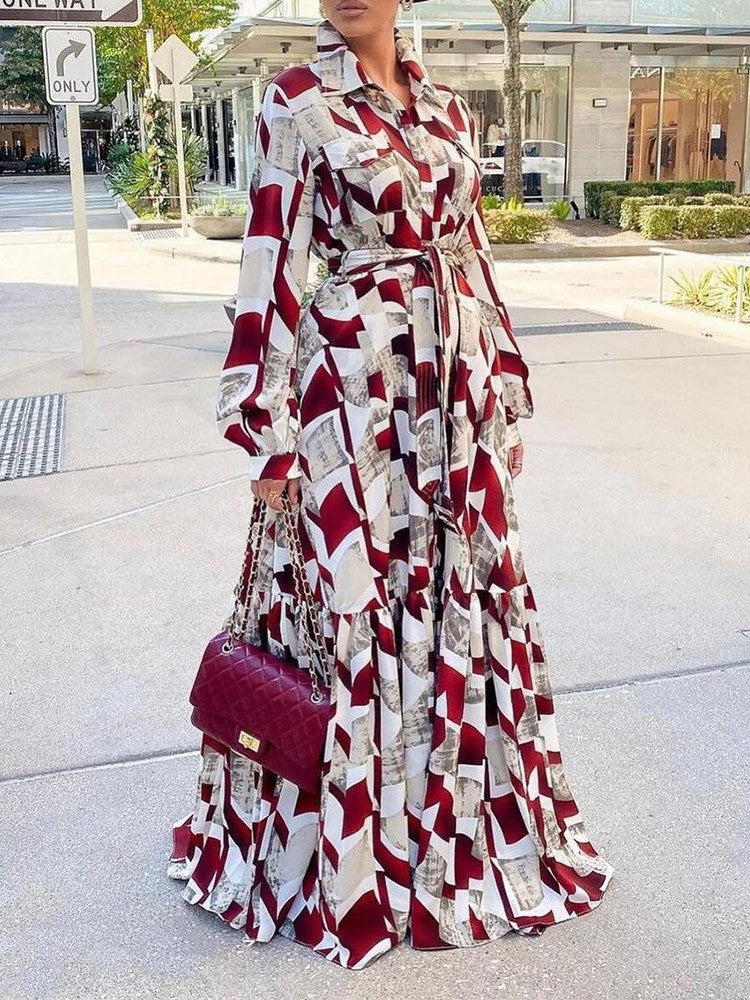 High Waist Full Sleeve African Maxi Dress