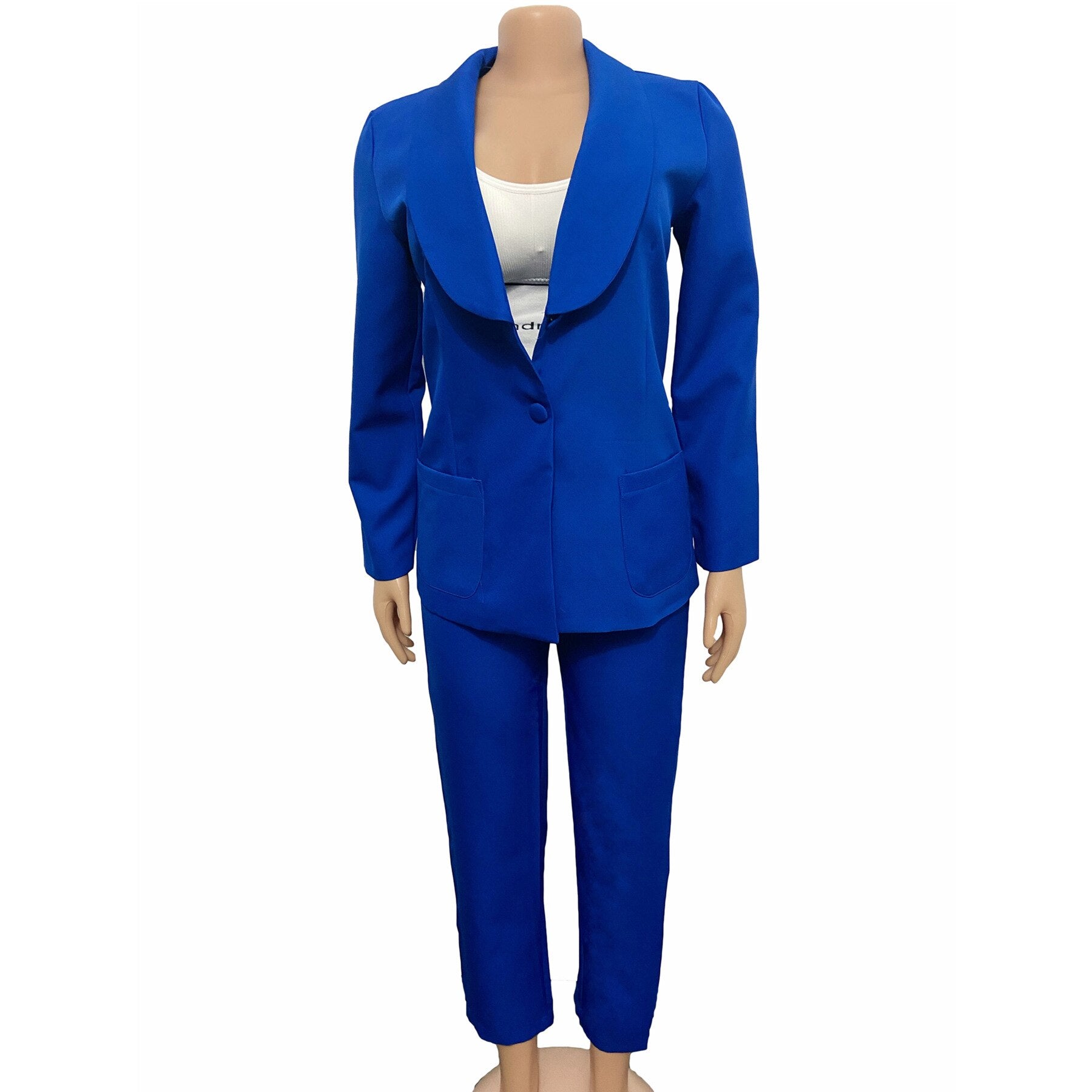 Solid Long Sleeve Blazer Jacket Pants Suits