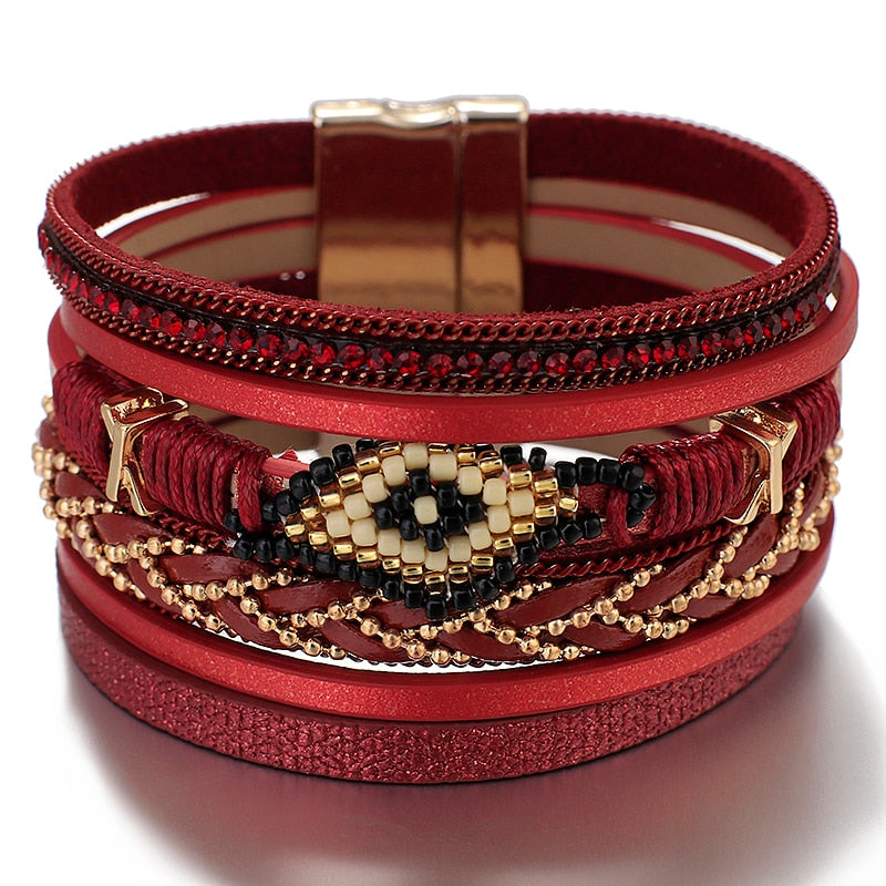 Evil Eye Leather Bracelets For Women