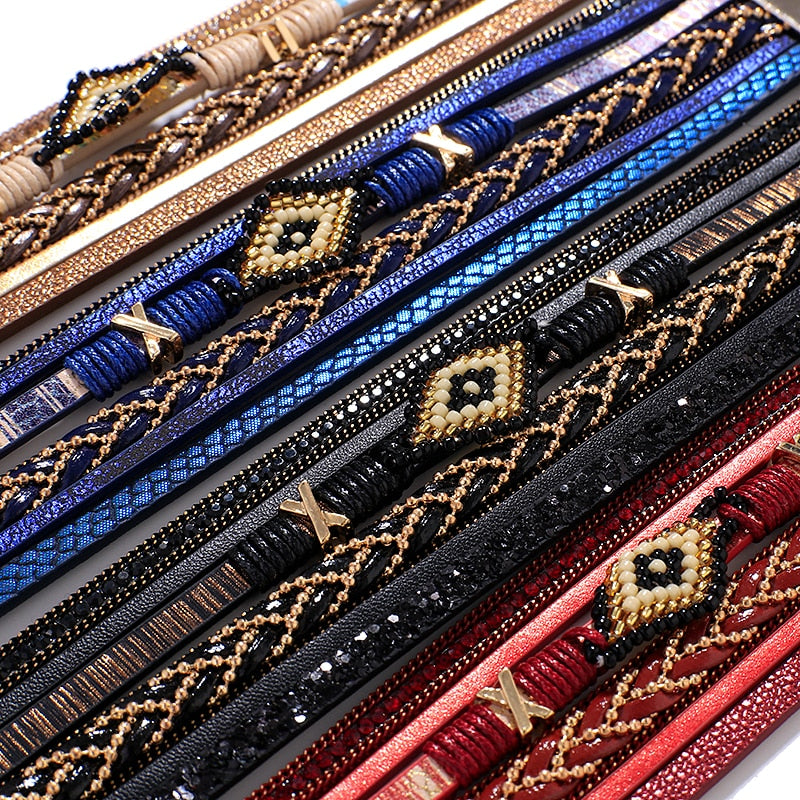 Evil Eye Leather Bracelets For Women