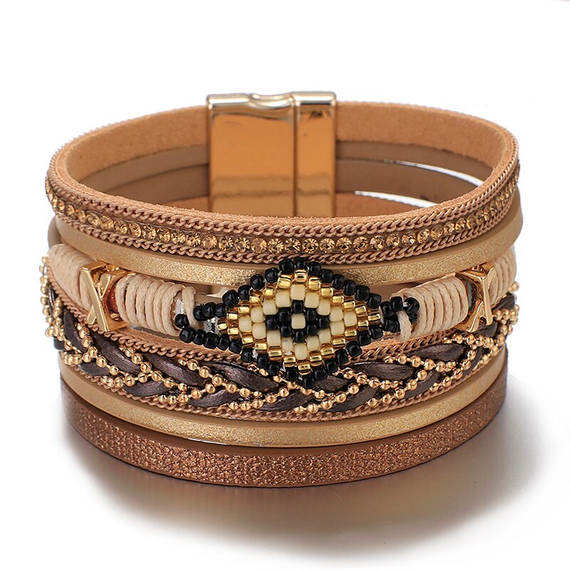 Evil Eye Leather Bracelets For Women