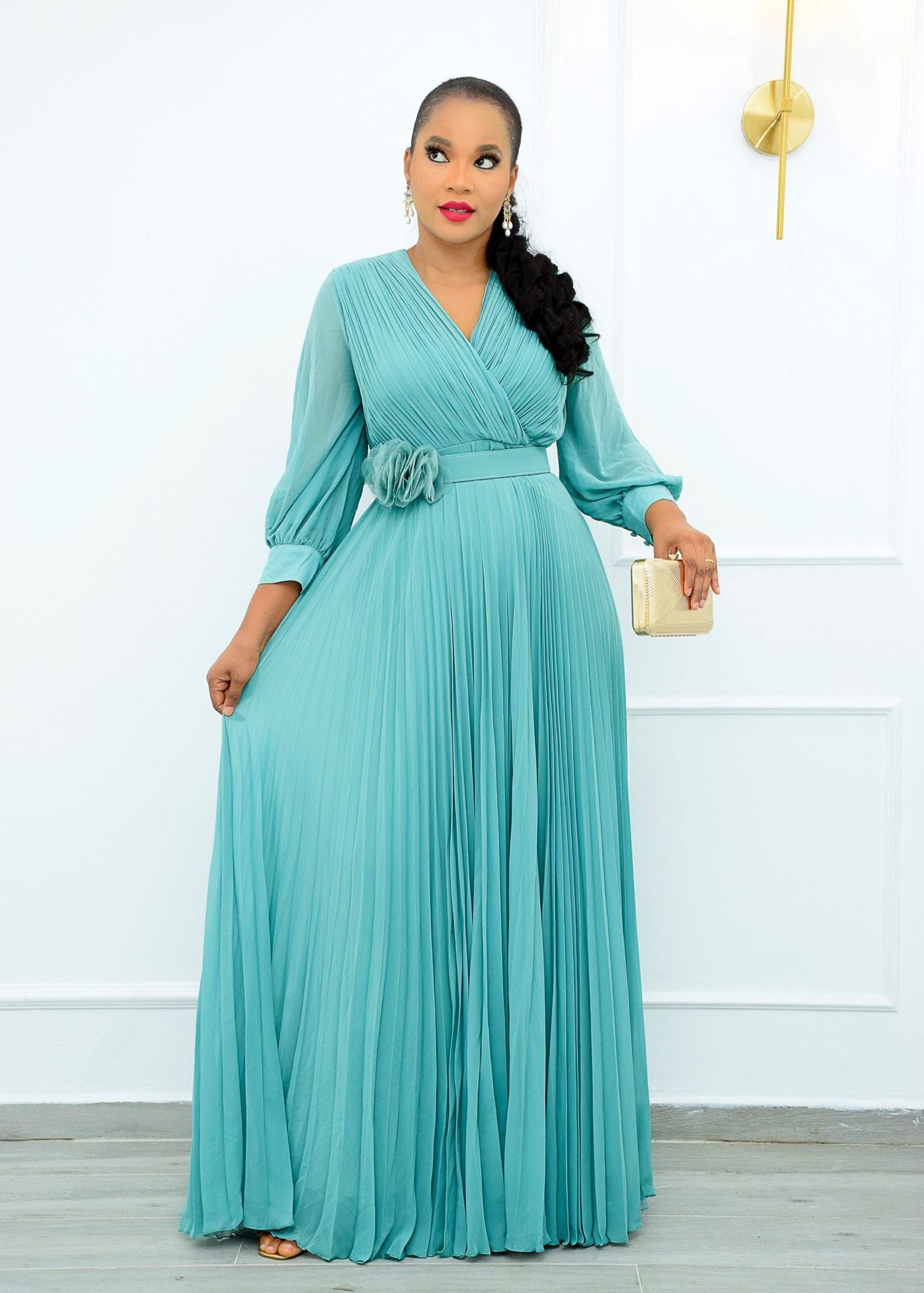 Autumn Summer Pleated Maxi Dress