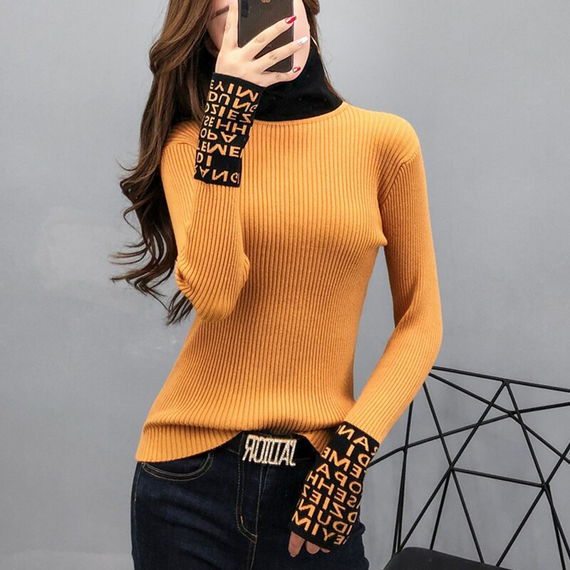 Long Sleeve Turtleneck Slim Sweaters