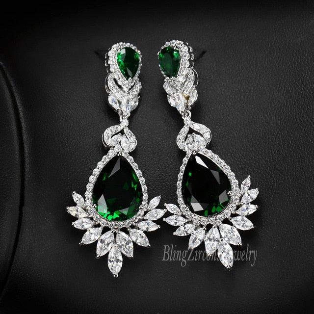 Water Drop CZ Crystal Earrings with Clear Cubic Zirconia