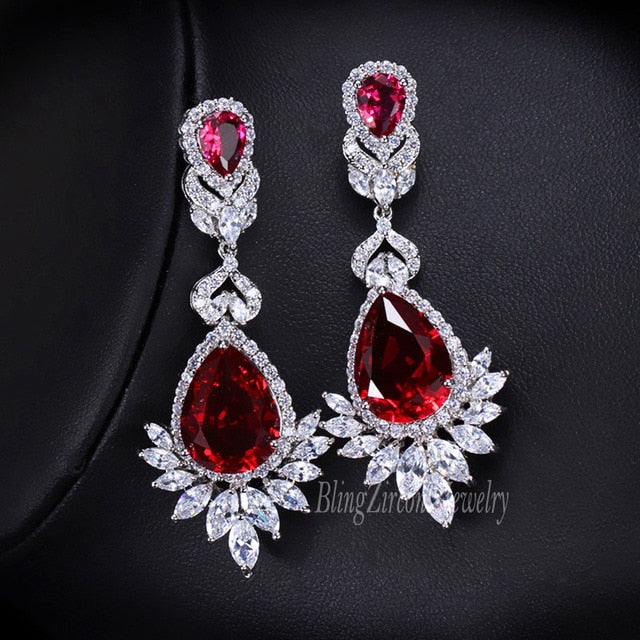 Water Drop CZ Crystal Earrings with Clear Cubic Zirconia