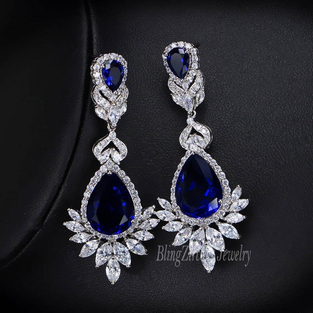 Water Drop CZ Crystal Earrings with Clear Cubic Zirconia