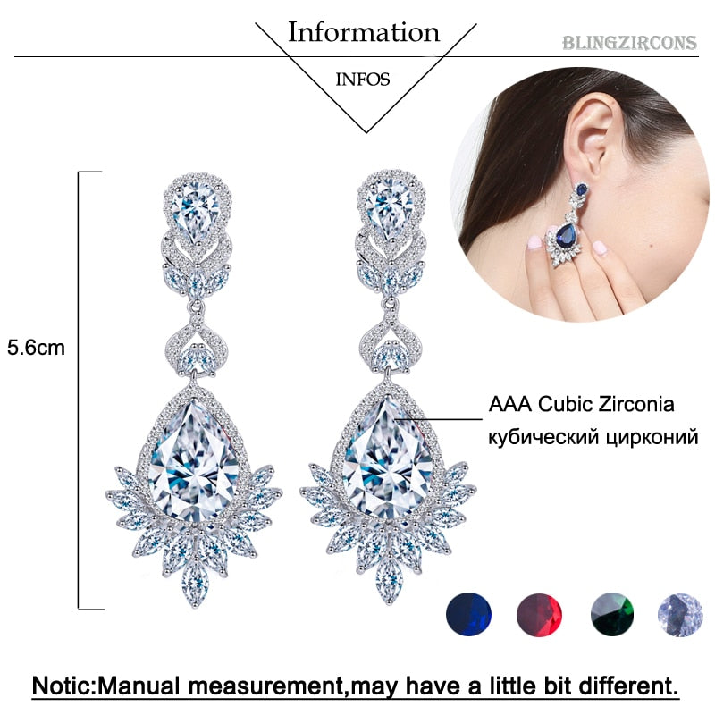 Water Drop CZ Crystal Earrings with Clear Cubic Zirconia