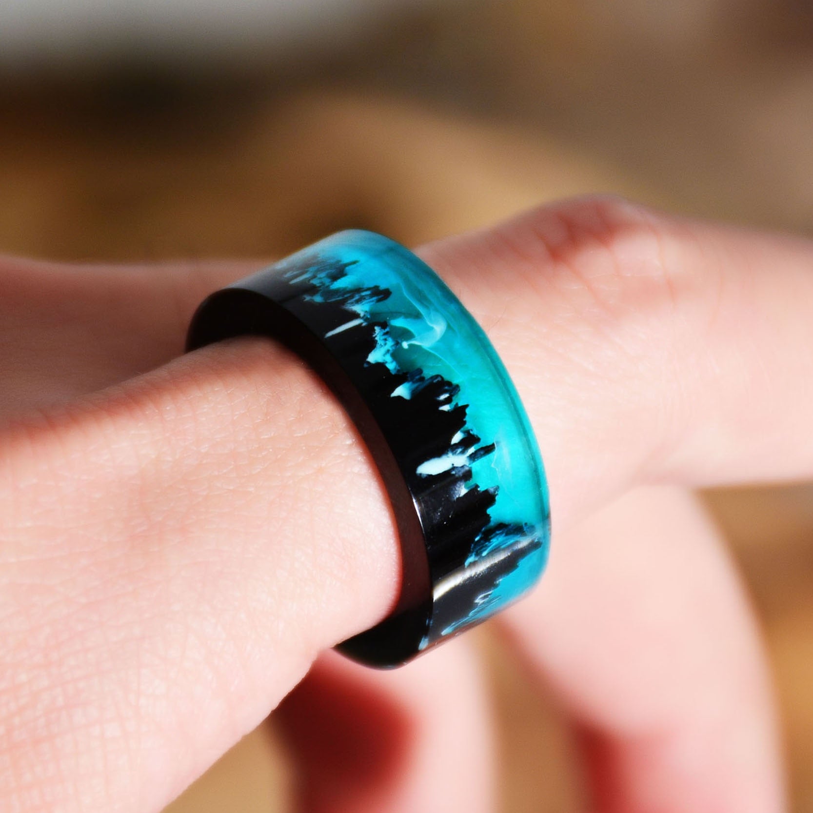 Blue Resin Rings for Women Men