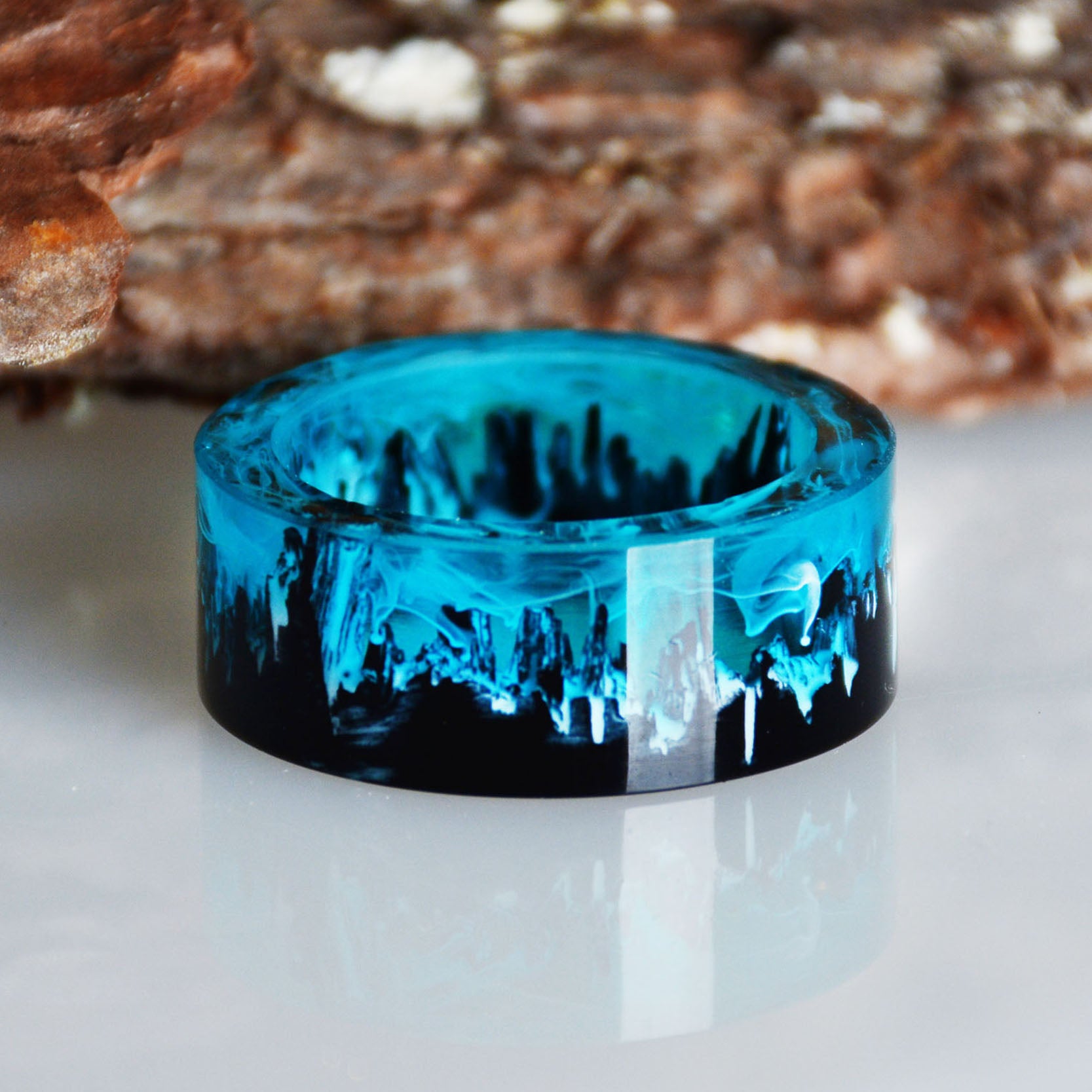 Blue Resin Rings for Women Men