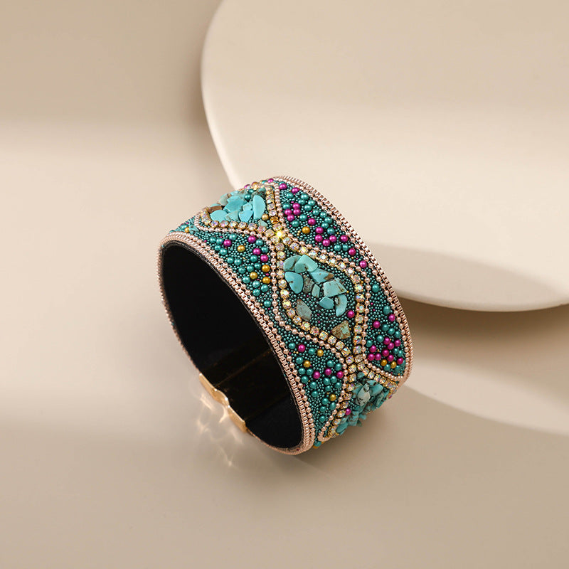 Bohemian Retro Full Rhinestone Handmade Beading Bracelet