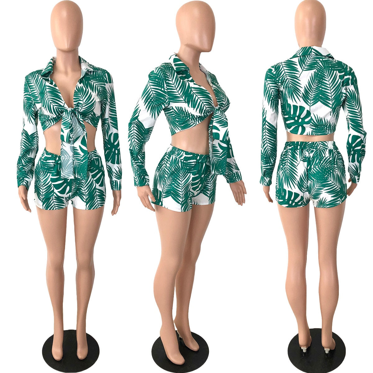 Elegant Beach Leaf Women Two 2 Piece Set