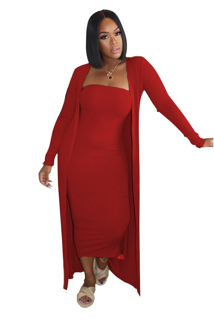 Long Sleeve Cloak Tops Bodycon Midi Maxi Dress