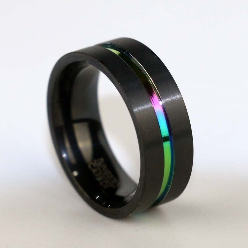 Couple Ring Stainless Steel  Purple Crystal Bands