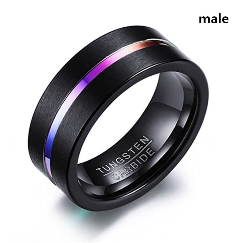 Couple Ring Stainless Steel  Purple Crystal Bands