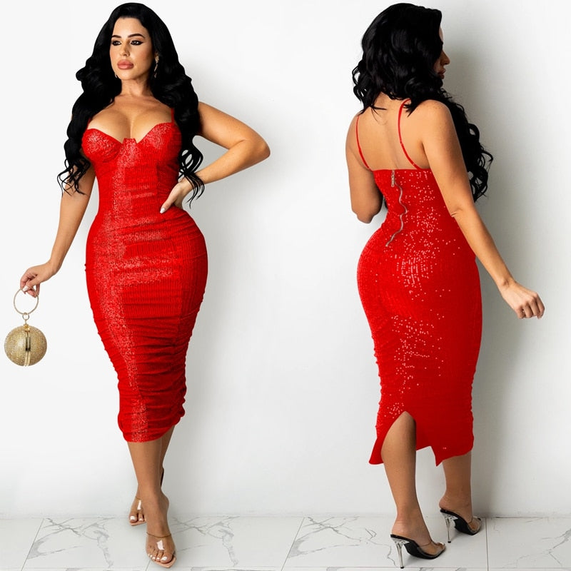 Elegant Sexy Sequin Backless Bodycon Dress