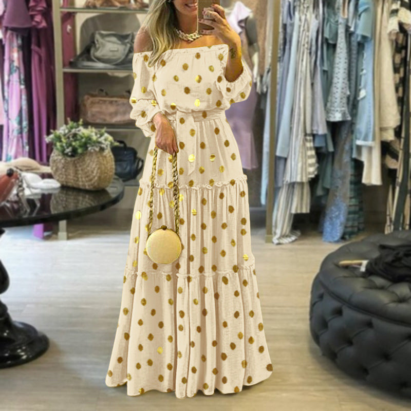 Slash Neck Boho Maxi Dress