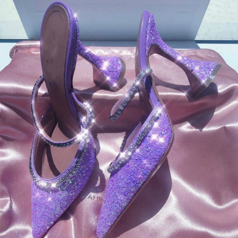 Dazzling Crystal Pointed High Heels