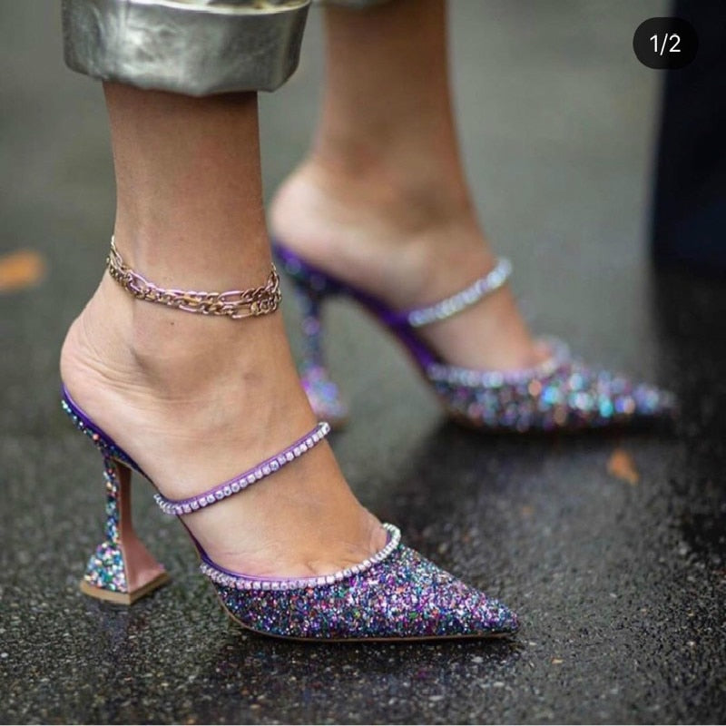 Dazzling Crystal Pointed High Heels