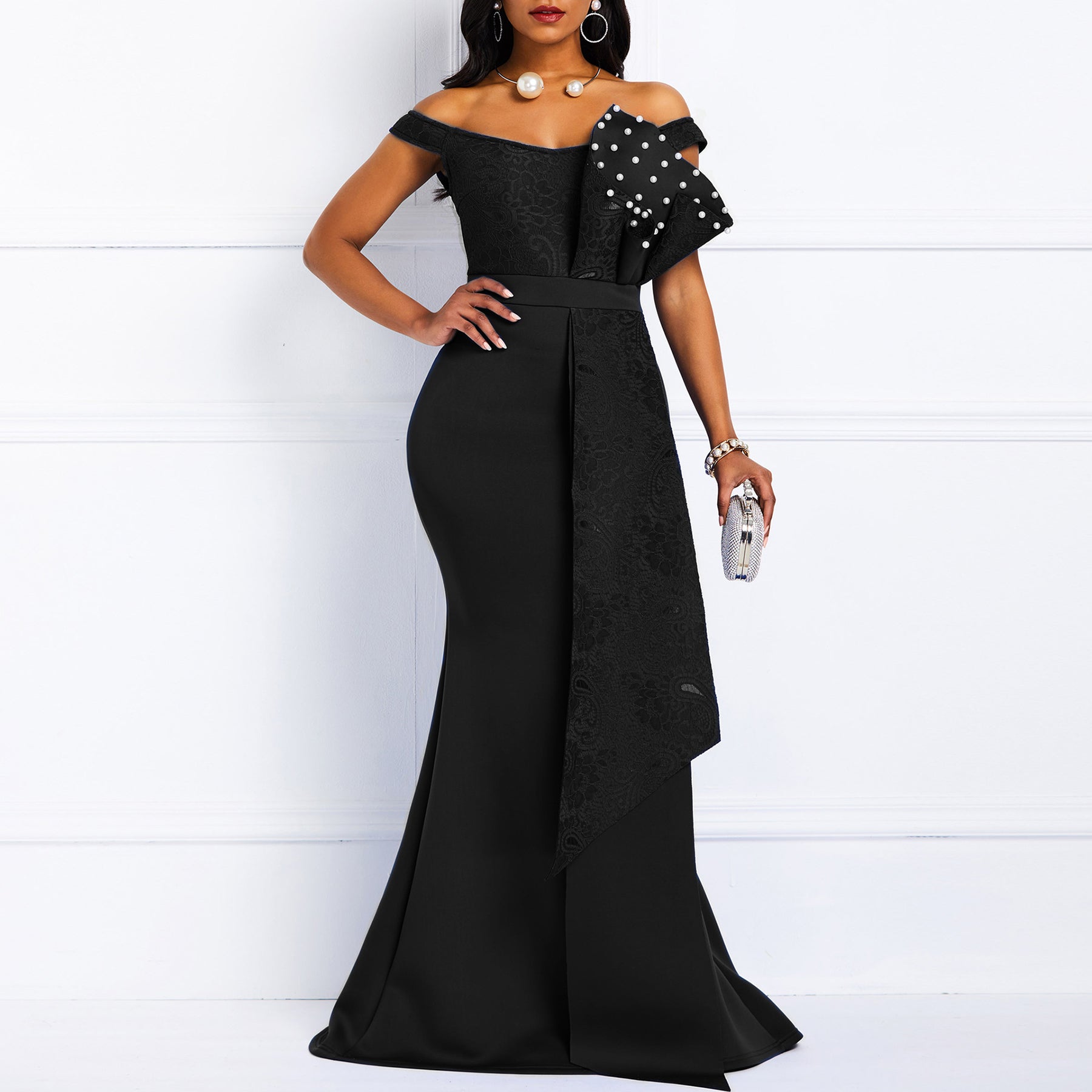 Elegant Sexy Off Shoulder Ruffles Sleeveless Backless Long Maxi Dress