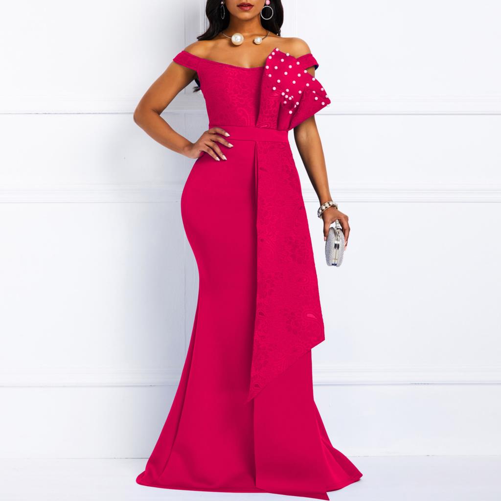 Elegant Sexy Off Shoulder Ruffles Sleeveless Backless Long Maxi Dress