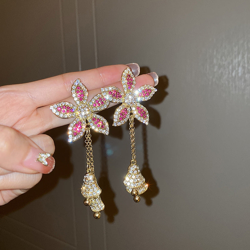 Golden Flower Crystal Earrings