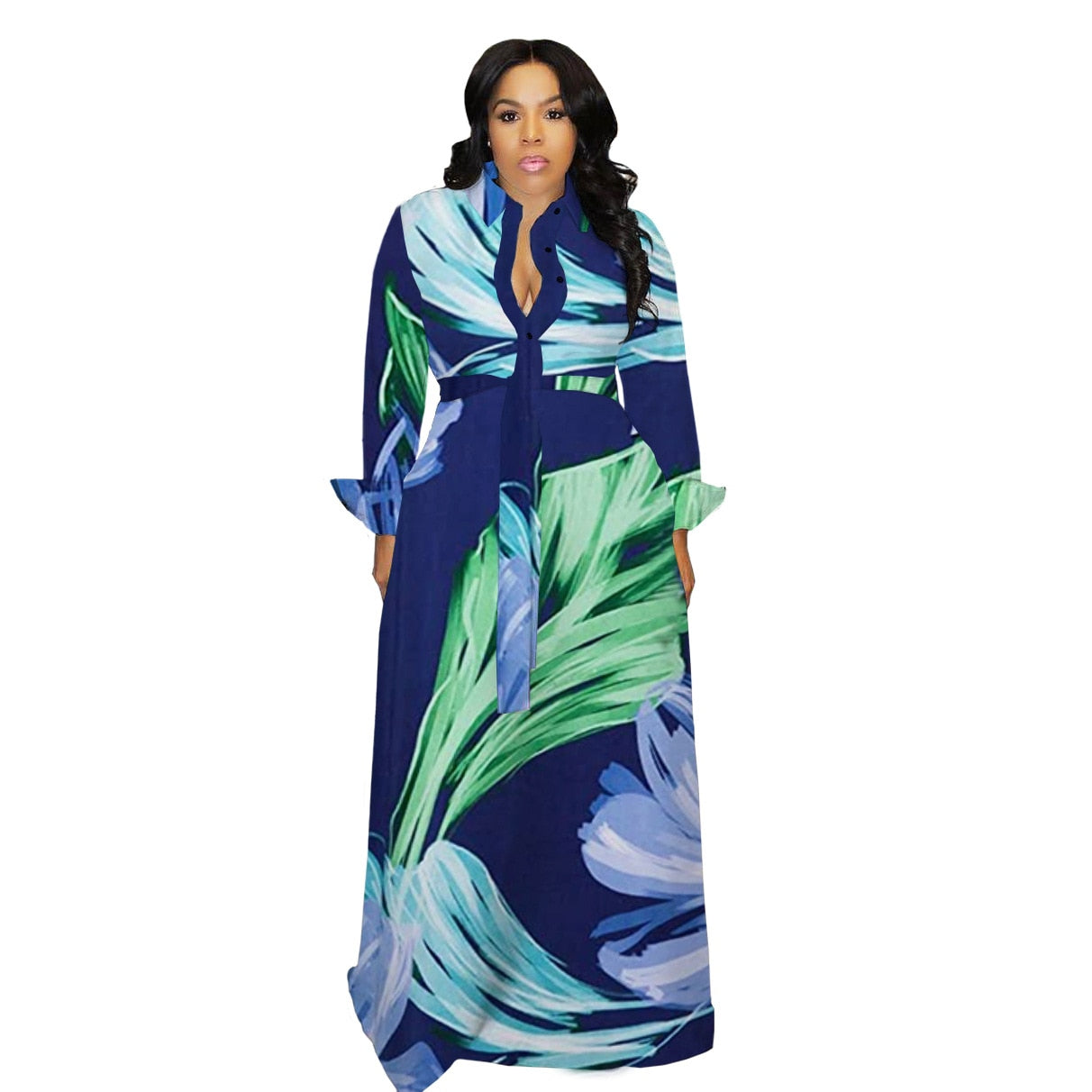 Fall Winter Long Sleeve Camouflage Maxi Dress