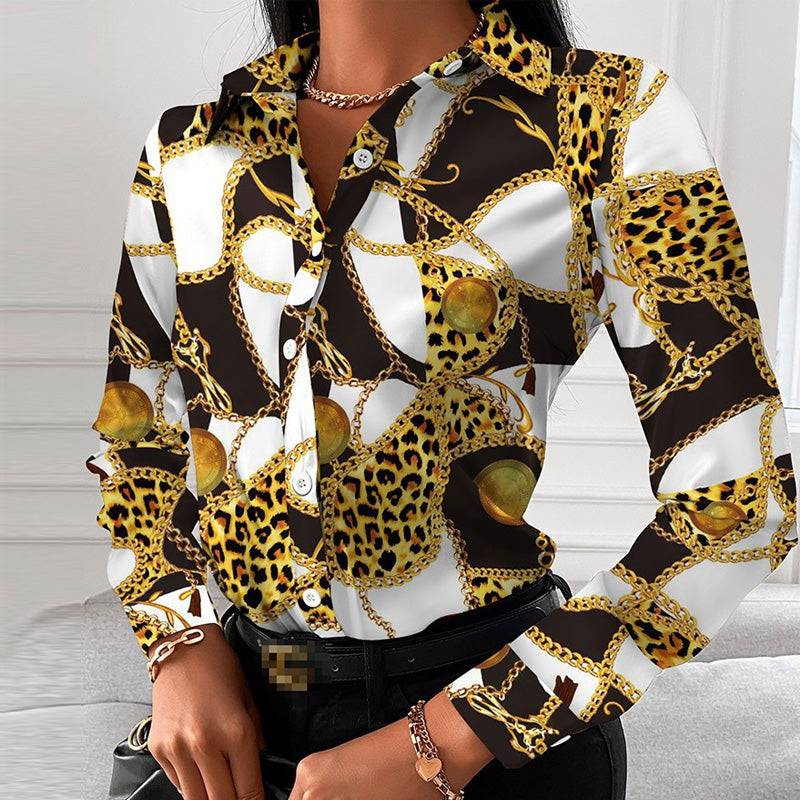 Long Sleeve Elegant Turn-down Collar Blouse