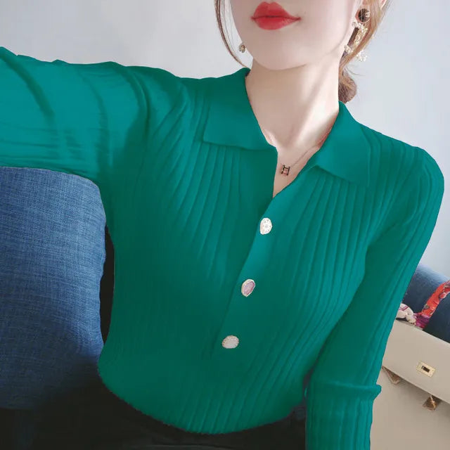 Fashion Solid Color Long Sleeve Button Shirt